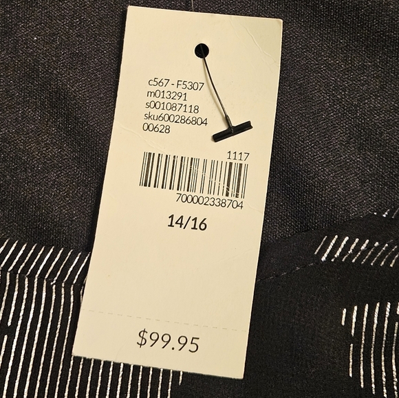 Lane Bryant Graphic Floral Black GrayKnee Length Tiered Dress Sz 14/16 NWT - Picture 12 of 15